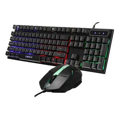 (Black- light transmitting) Wired Keyboard & Mouse Set Keys USB Wired Light Transmitting Keyboar