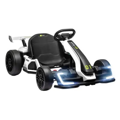 HOMCOM 24V Electric Go Kart for Kids with Adjustable Seat, White