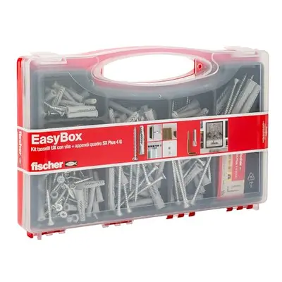 513433 Kit Easy Box dowels and Assorted Screws for Fixing on Solid Masonry, Grey, Set of Pieces