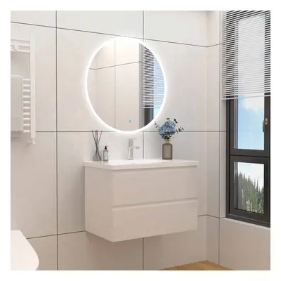 (White Wall Hung) Aica Bathroom 800mm Vanity Units with Basin Wall