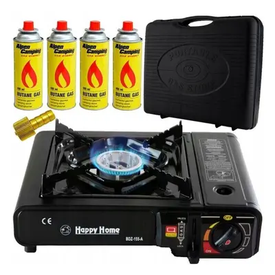 (Gas Stove + Butane Cans) Butane Stove Portable Cooker in Carry Case 4 12 Gas Bottles Camping BB