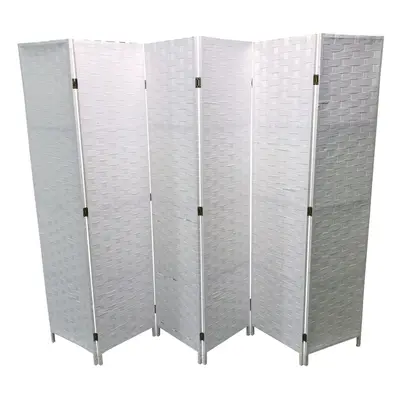 (6 PANEL) WHITE 4/6 PANEL WICKER ROOM DIVIDER PARTITION