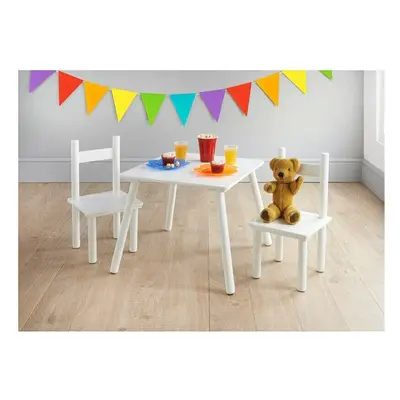 Mobel Kids Table & Chairs Set Wooden Kids Nursery Playroom Furniture Play White