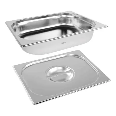 Gastronorm & Lid 1/2 Half Stainless Steel Bain Marie Food Container Pan 65mm