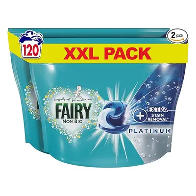 Fairy Non-Bio Platinum PODS, Washing Liquid Laundry Detergent Tablets / Capsules, Washes (60 x 2