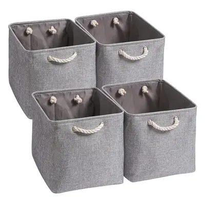 (4 Pack, Grey) Fabric Storage Baskets,33 x x 33cm Large Foldable Storage Boxes for Organizing Cl