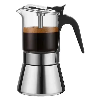 (240ML) Moka Induction Stovetop Espresso Maker With Pressure Valve,crystal Glass-top & Stainless