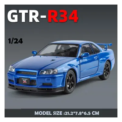 (blue) New 1/24 Nissan Skyline Gtr-r34 Fast & Furious Alloy Car Model Sound Light Collective Min