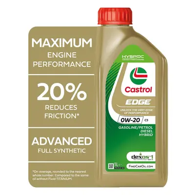 Castrol EDGE 0W-20 C5 Engine Oil 1L, Gold