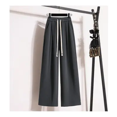 (grey, 3XL) Dimanaf Plus Size New Long Pants Women Elastic Loose High Waist Vintage Solid Loose 