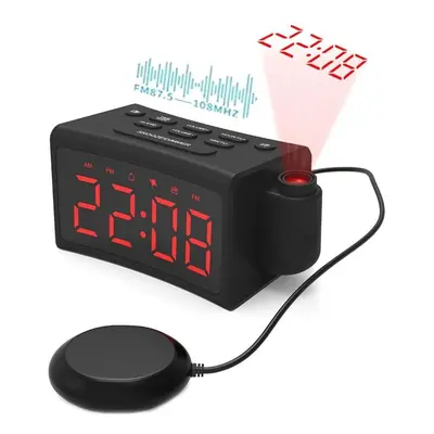 (black) Loud Alarm Clock For Heavy Sleepers Vibrating Alarm Clock With Bed Shaker For Deaf And H