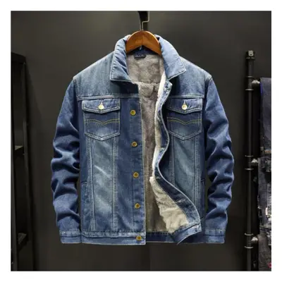 (dark blue, XXXL) Winter Mens Denim Jackets Fashion Men Fleece Thick Warm Jeans Jacket Men Casua