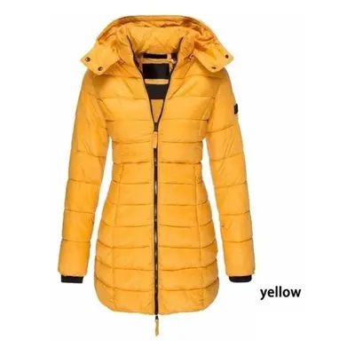 (yellow, L) Women&apos;s Slim-fit Winter Windproof And Warm Cotton Jacket