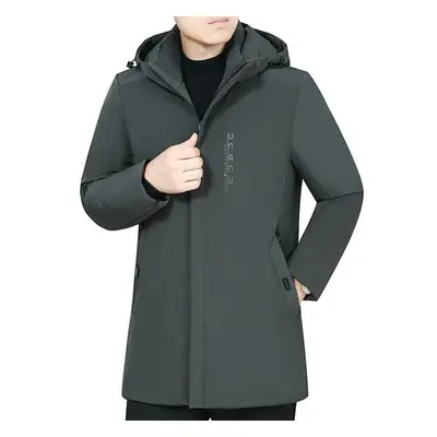 (grey, XXXXL) Winter Men Casual Thicken Cotton Jacket Hooded Outwear Windproof Warm Coat Hooded