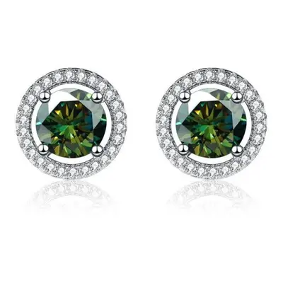 (green, 2x1 carat) Bagueringen Real Sterling Silver Jewelry Women&apos;s Moissanite Stud Earring