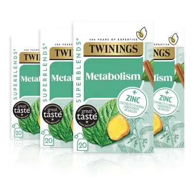 Twinings Superblends Metabolism Tea - Peppermint & Spiced Green Tea Herbal Infusion with Nettle 