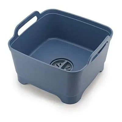 Wash & Drain Kitchen Washing Up Bowl with Handles and Draining Plug, Litres, Dark Blue