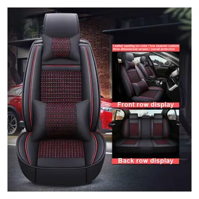 (black,red, Deluxe Edition) Full Envelope Car Cushion Four Seasons Universal Leather Seat Cover 