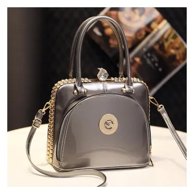 (gray) Bright Leather Handbag, Luxurious And Fashionable, Large Capacity Shoulder Bag Fashionabl