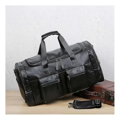 Vintage Leather Weekend Bag for Men Travel Bags Big Tote Hand Luggage Duffel Handbag Shoulder Ba