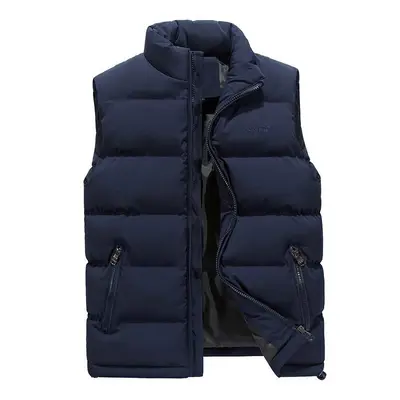 (Navy, XL) Men's winter down vest warm sleeveless padded jacket