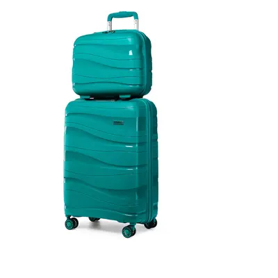 (Blue, 14/20 inch) One Or Four Pieces Lightweight PP Hard Shell Suitcase With TSA Lock