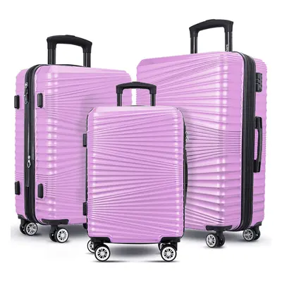 (Pink, Set of ( 20+24+28)) Hard Luggage Cabin Suitcase Travel Bag Lightweight