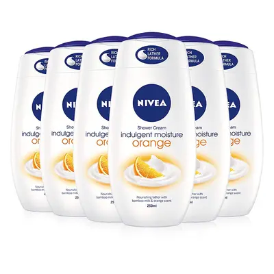 NIVEA Indulgent Moisture Orange Shower Cream, Moisturising Shower Gel with Bamboo Milk, Luxuriou