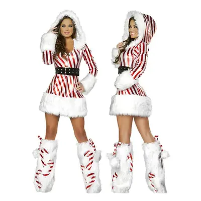 3pcs/set Women Christmas Hooded Dress Up Cosplay Holidays Party Fancy Dress