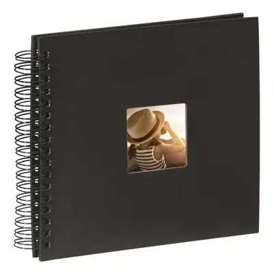 Hama Fine Art photo album, black pages (25 sheets), spiral album x cm, with cut-out window, blac