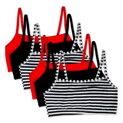 Fruit of the Loom Women's Spaghetti Strap Cotton Pullover Sports Bra Value Pack Stripe/Stripe/Bl