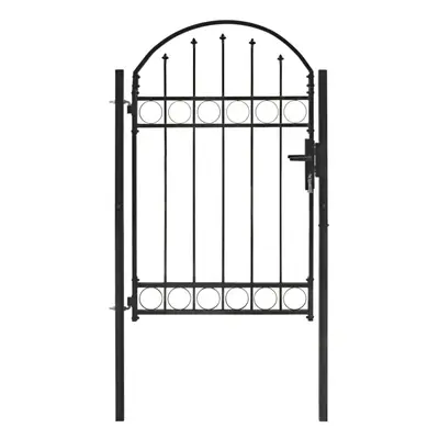 (100 x cm) vidaXL Fence Gate with Arched Top Steel Black Outdoor Garden Door Multi Sizes