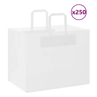 (white, x x cm/ pcs) vidaXL Paper Bags pcs with Handles White 21x11x28 cm Paper Grocery Bag