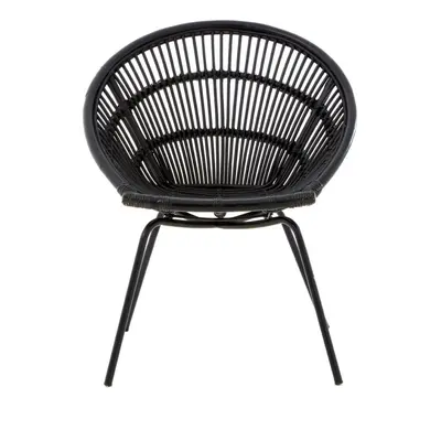 Interiors by Premier Black Washed Natural Rattan Chair, Rustless Rattan Chair, Easy Cleaning Rat