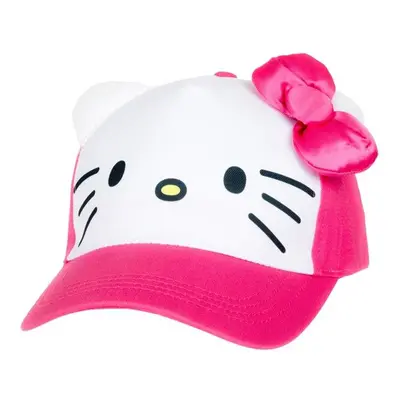 Hello Kitty Polyester Hello Kitty Big Face Youth Hat with Ears, Pink & White