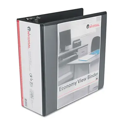 Universal Economy D-Ring Vinyl View Binder 4&apos;&apos; Capacity Black