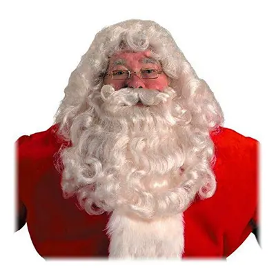 Professional Santa Wig Beard Set #20 - Halco Synthetic Fiber White Mustache Washable Claus Chris