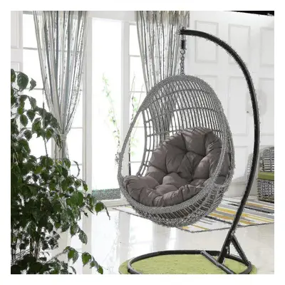 (Dark Grey) Basket Egg Chair Seat Cushions Garden Hammock Cradle Pads