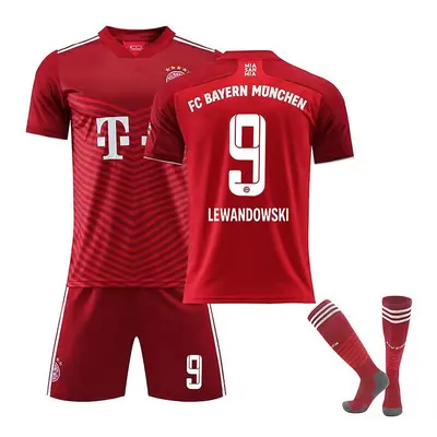 (28) Lewandowski #9 Jersey Home New Season Fc Bayern Munich Soccer T-shirts Jersey Set For Kids 