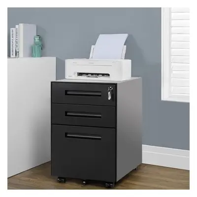 (Black) Drawer Steel Metal Filing Cabinet with Embedded Handle and Lock