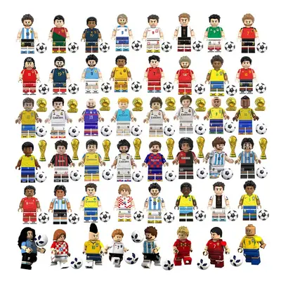 (48PCS) Sports Figures Football Players with Football Assembled Building Blocks Toy Christmas Bi