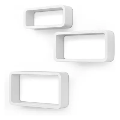 (White) Set of floating shelves, cube storage organizers