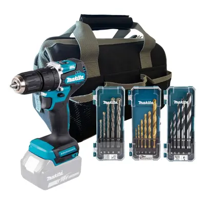 Makita DHP487Z 18v LXT Lithium Brushless Combi Hammer Bare + Bag + 16PC Bit Set