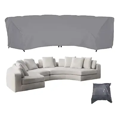 (Gray, 483x99x92cm) Patio Sectional Curved Sofa Protector Covers 210D Oxford Waterproof Outdoor 