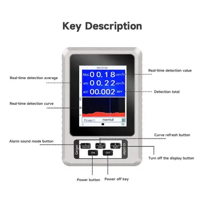 (white) Xr1 Geiger Counter 2.8 Inch Tft Color Display Nuclear Radiation Detector X Rays Meter Vs