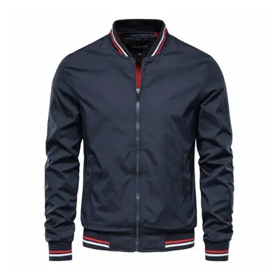 (navy, M) Aiopeson Solid Color Baseball Jacket Men Casual Slim Fit Mens Bomber Jackets New Autum