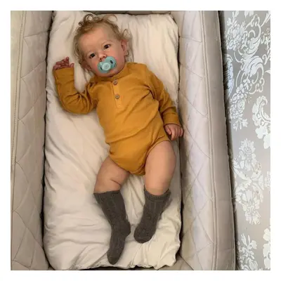 (as the picture) 55cm 3D Skin Handmade Soft Cloth Body Reborn Liam Babies Doll Toy For Girl Real