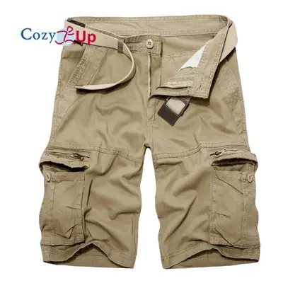 (beige, 33) Cozy Up New Men's Cargo Shorts Summer Cotton Casual Shorts Men Loose Multi Pocket Sh