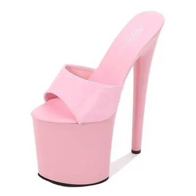 (pink, 35) Women&apos;s Summer Sandals Lacquer Leather Sexy Platform Pumps High Heels Waterproof