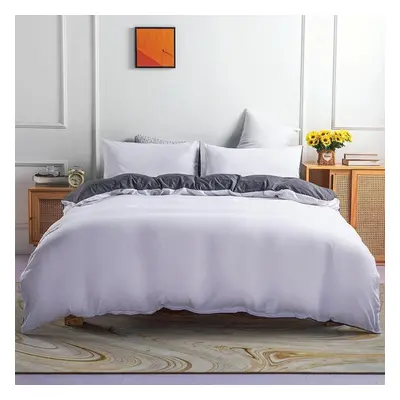 (white, 228x228cm(3pcs)) Bedding Set Solid Color Double Quilt Cover Pillowcase Three-piece Cotto